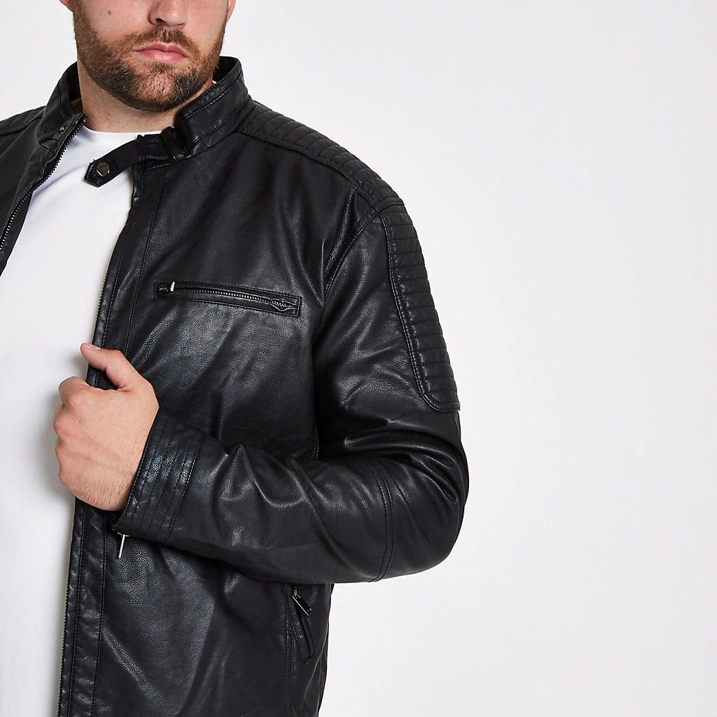 Black Big & Tall Faux leather Jacket|Size: 3XL
