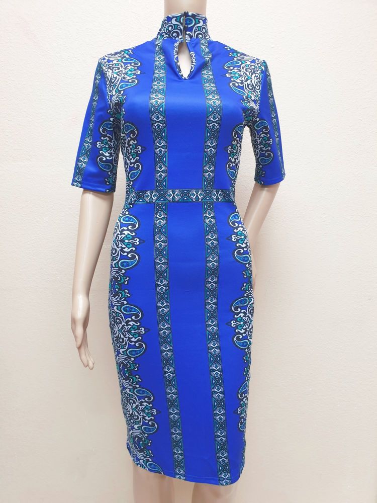 A147 Printed Blue Dress Size: S