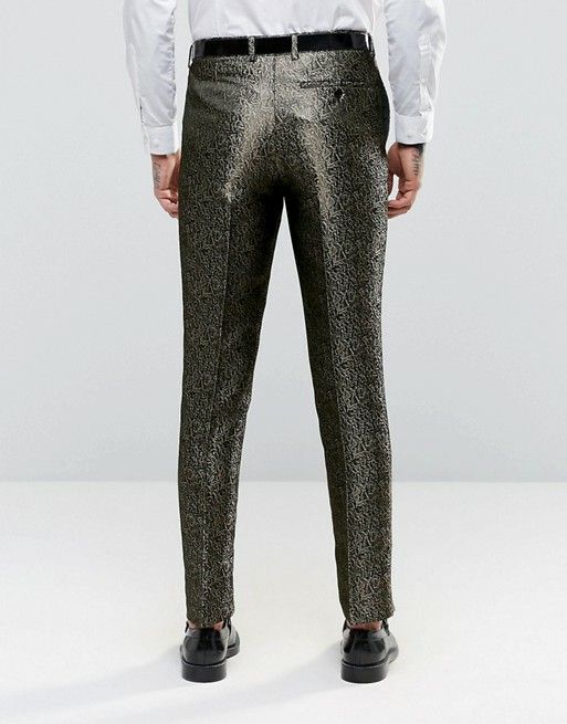 Slim Fit Gold Pattern Pants|Size: W32 L32