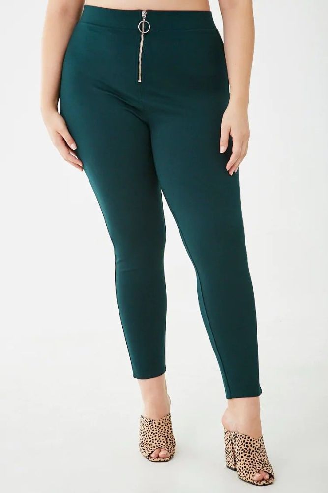 Zippered  Front high-rise Leggings|Size: 1X