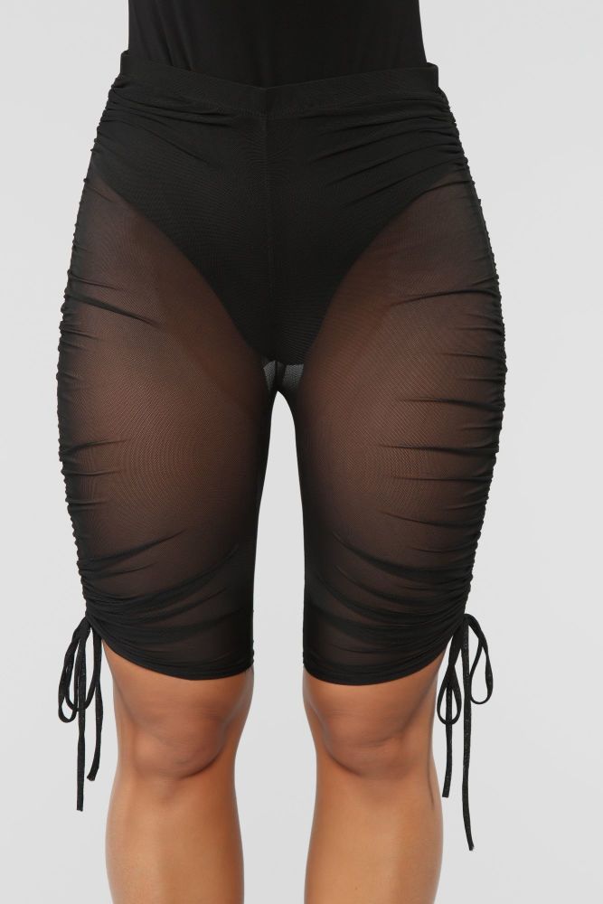 Black Elastic Waistband Biker Shorts|Size: XS