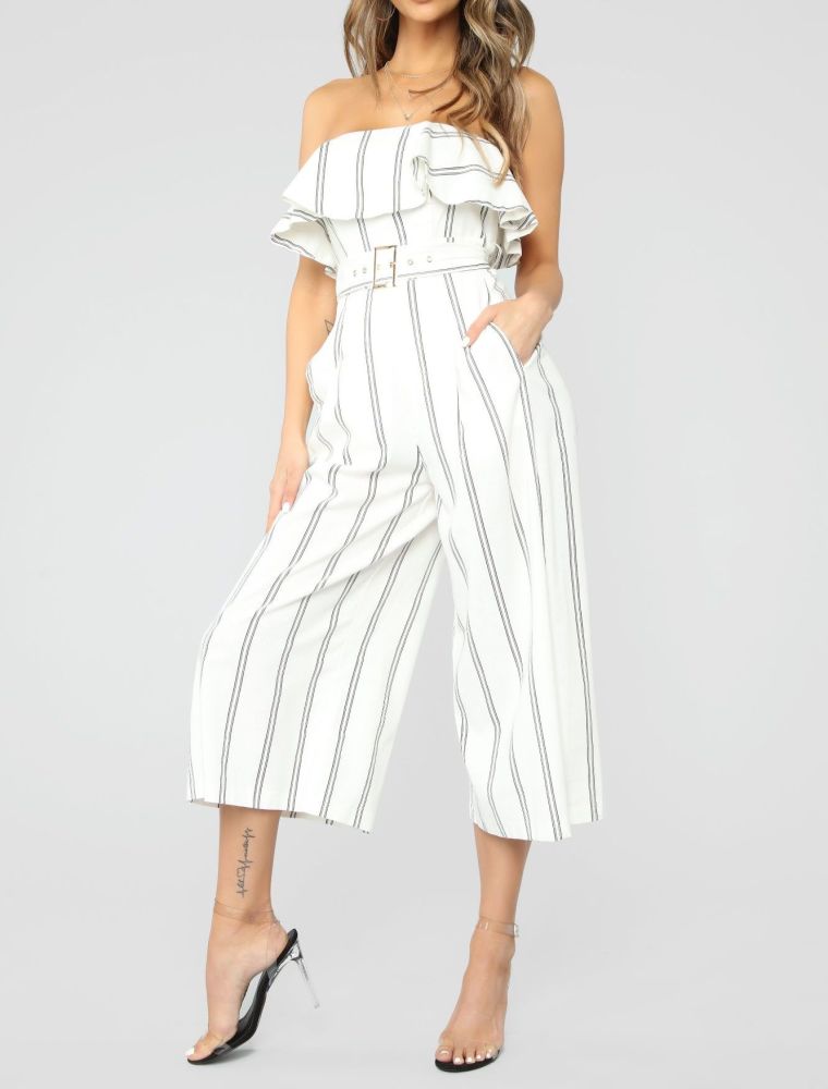 Tube Top Belted Jumpsuit|Size: S