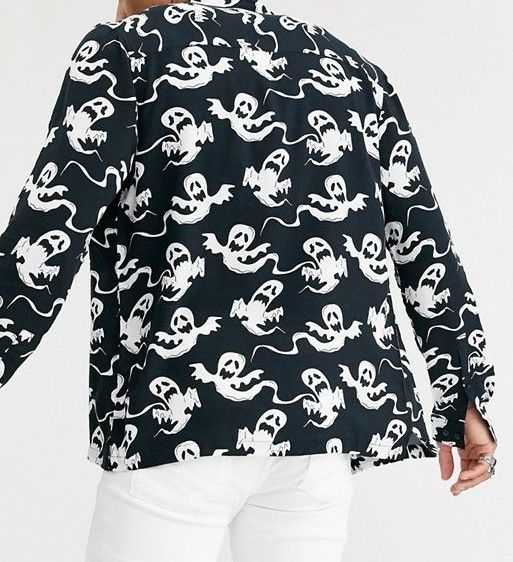 Ghost Print Regular Fit Shirt|Size: M