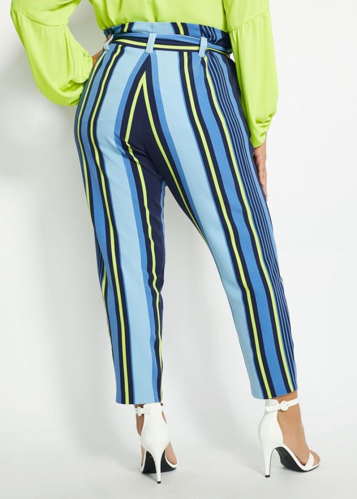 Paper Bag Waist Multicolor high-waist skinny pant Size: 1X
