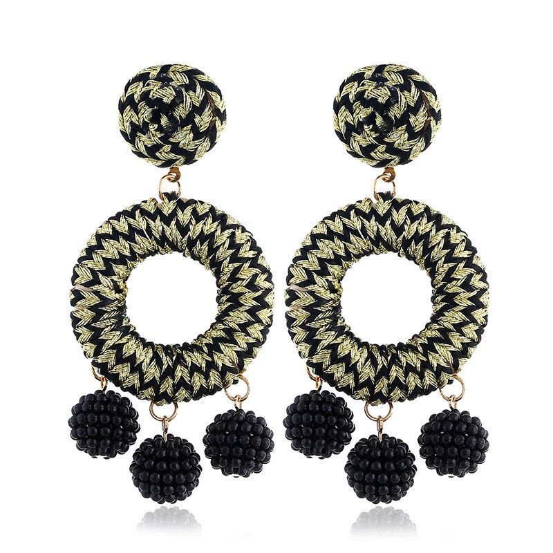 Black/Gold Bohemian Handmade Statement Earrings 