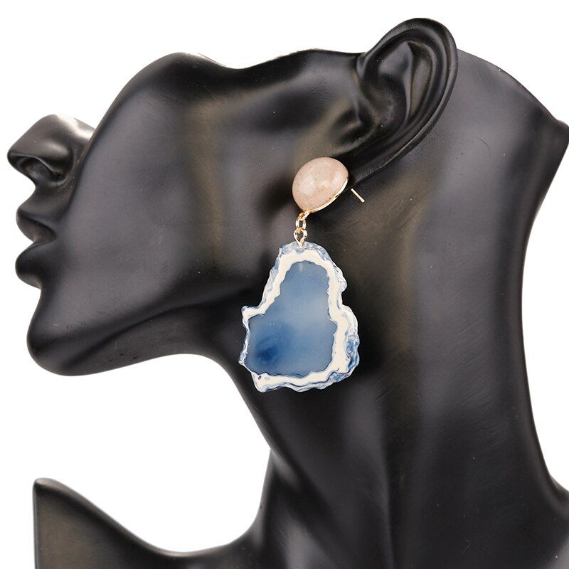 Fashion Marble Pattern/Stone Drop Earrings 