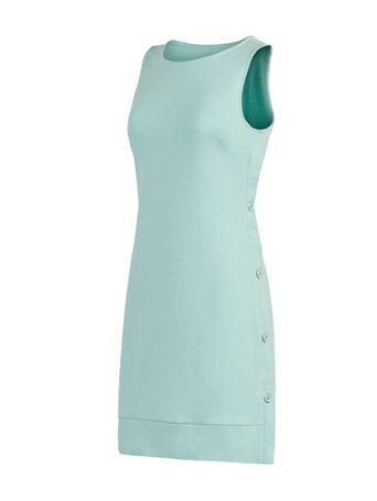 A325|Button-Accent Cotton Shift Dress Size: S