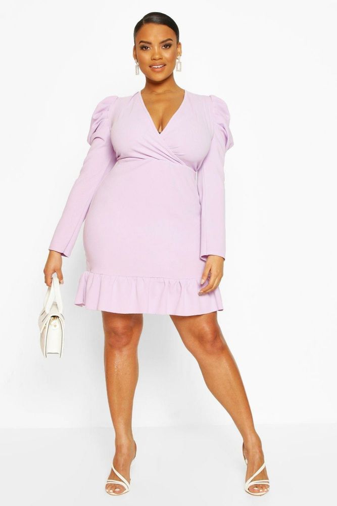 Ruffle Hem Long Sleeve Mini Dress Size: 12