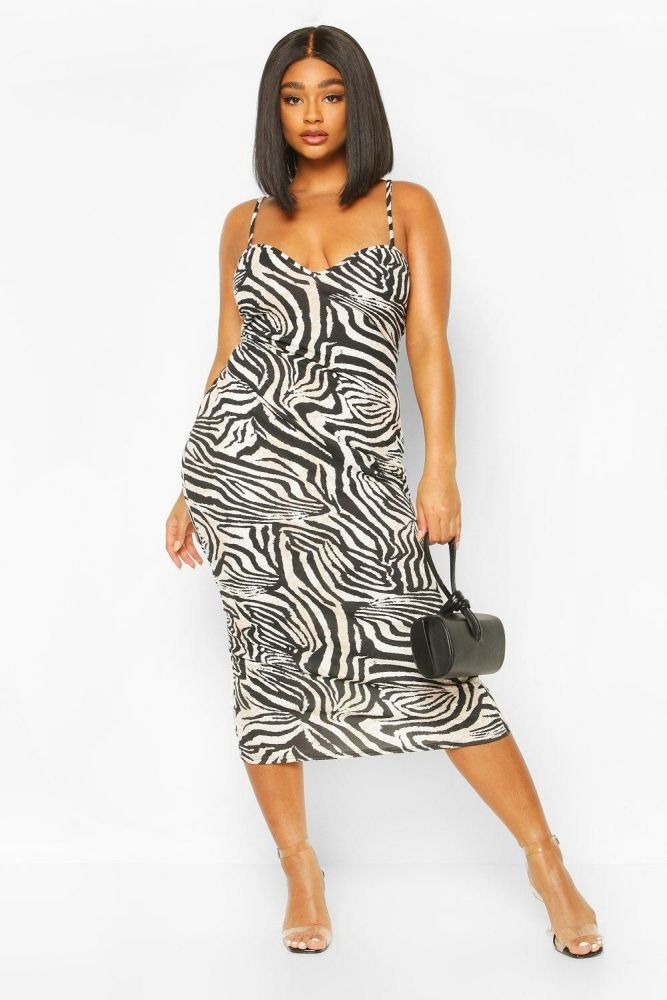 Zebra Print Stretch Maxi Dress #C084 Size: L