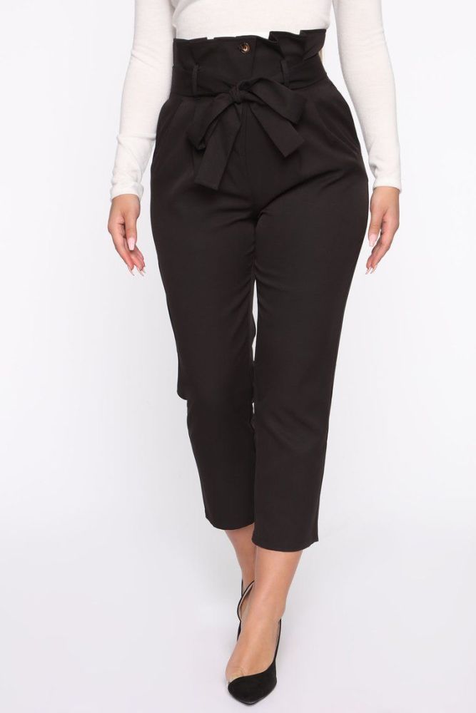 Black Paperbag Waist Trousers Size: S