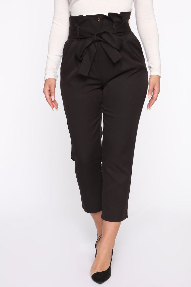 Black Paperbag Waist Trousers|Size: S