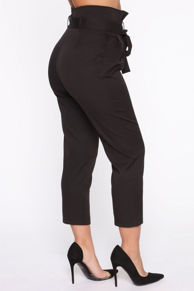 Black Paperbag Waist Trousers Size: S