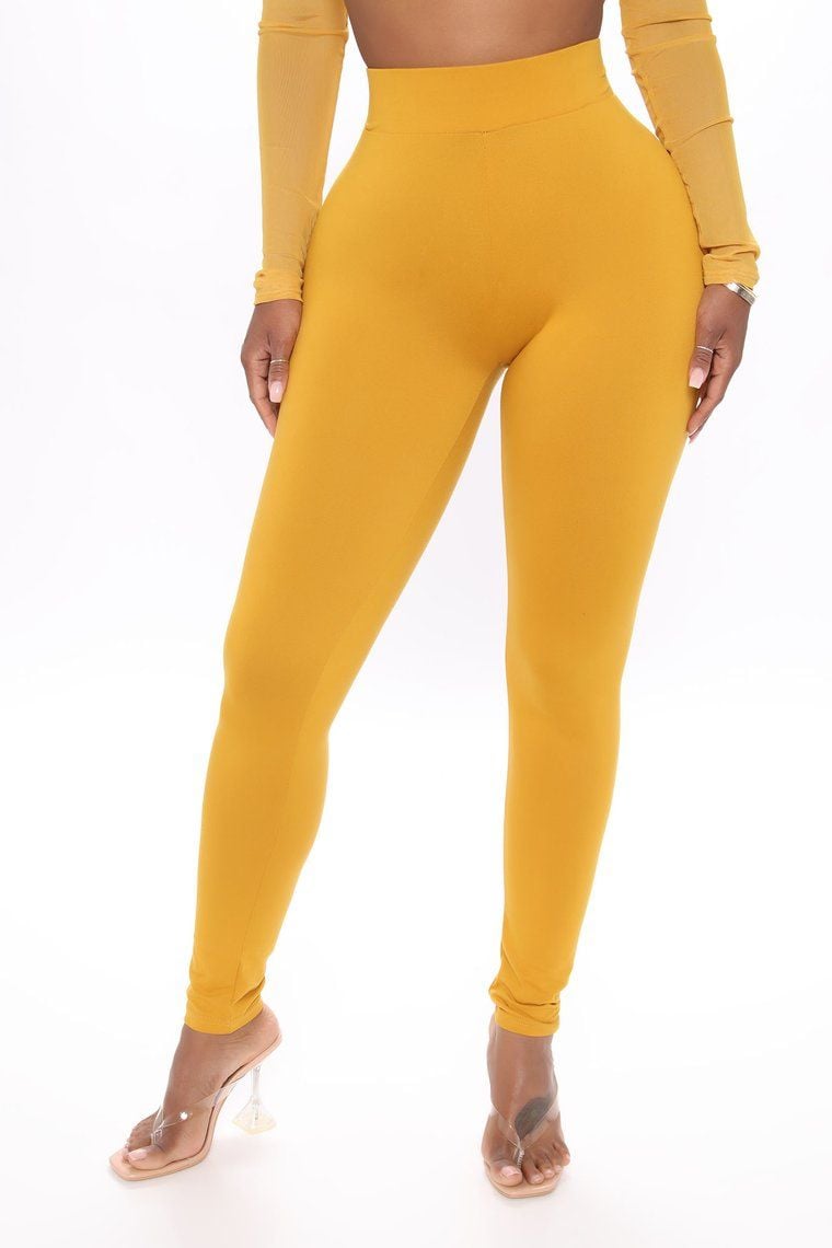 Mustard High Rise Stretch Skinny Leg Legging|Size: L