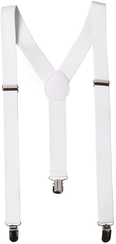 White Adjustable Suspender|Size: OS