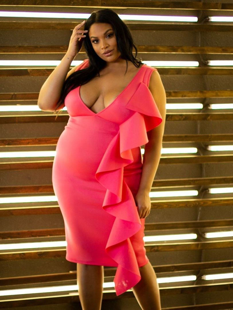 D016|Pink Ruffle Dress Size: 1X
