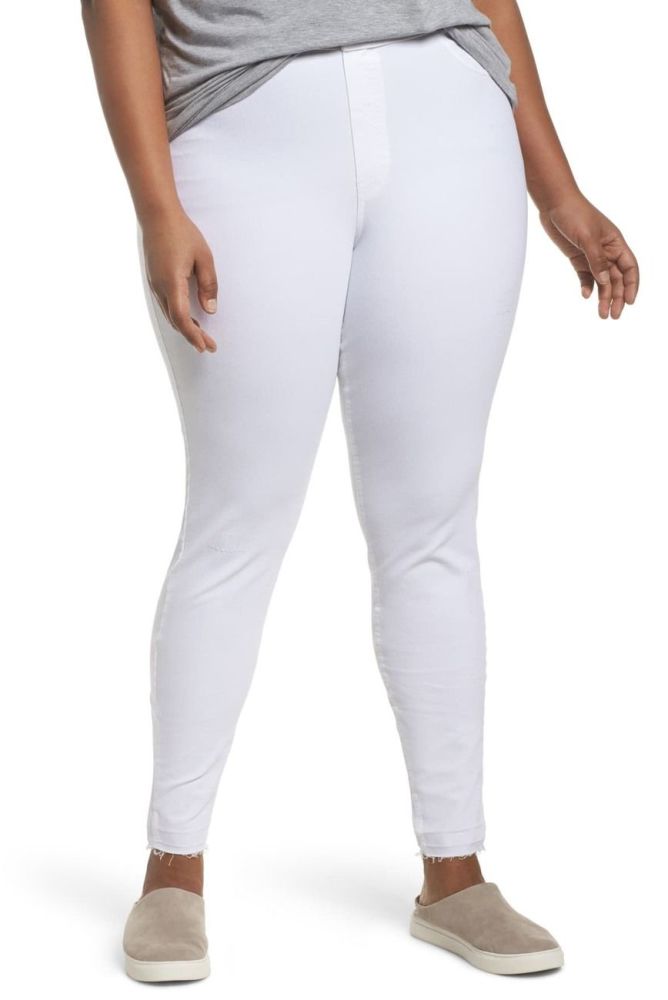 White Selvage Edge Ripped Jeggings|Size: 2X