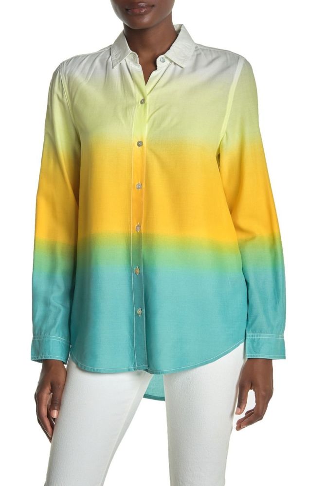 Chalana Dip Dye Long Sleeve Shirt Size: XS