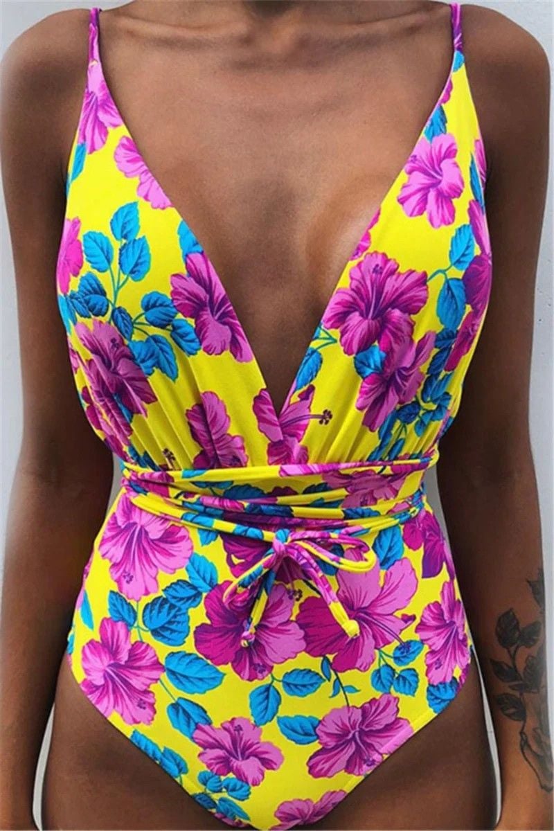 Floral Printed One-piece bikini|Size: S