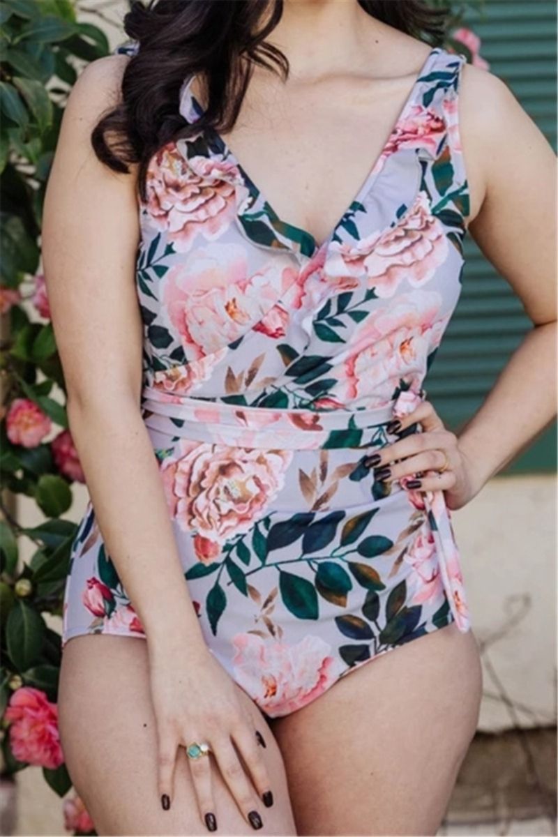 Floral Printed One-piece Bikini|Size: XL