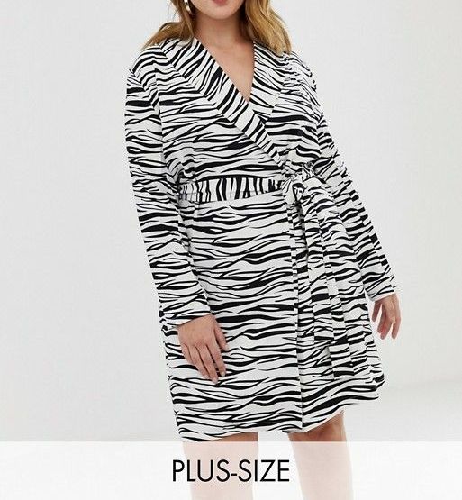 D005|Zebra Print Wrap Dress Size: 2XL