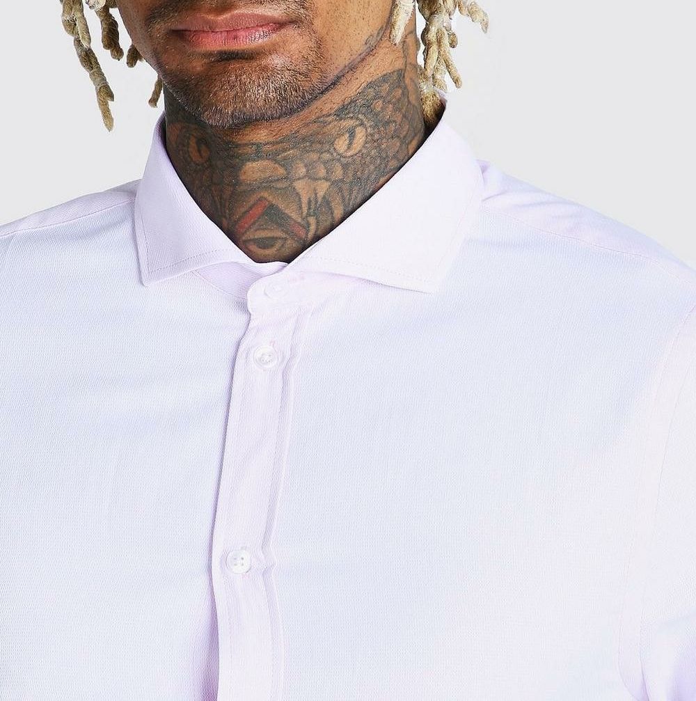 (Pink)Long Sleeve Formal Shirt Size: XL