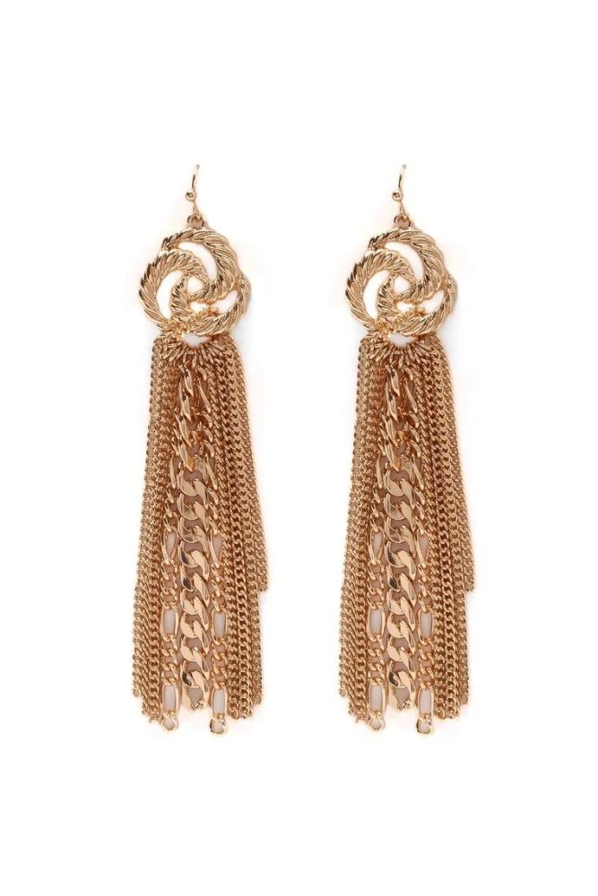 Gold Fashion Drop Twist Detail Earrings 