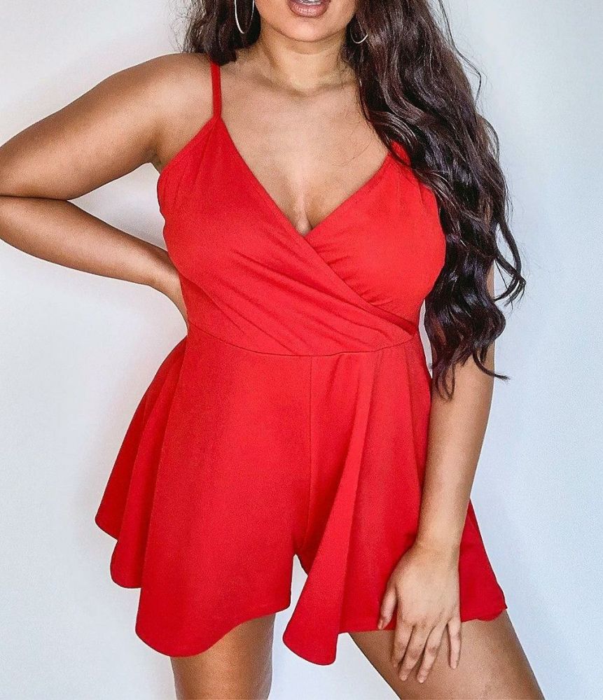 Red/Wrap Front Flippy Romper|Size: 14