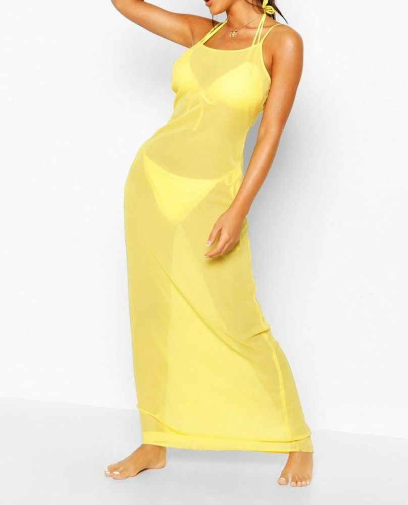 Yellow Strappy Maxi Beach Dress Size: M