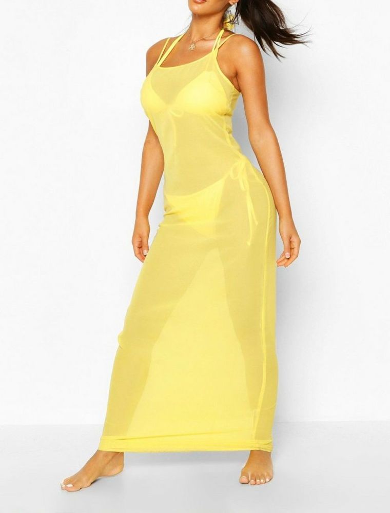 Yellow Strappy Maxi Beach Dress Size: M