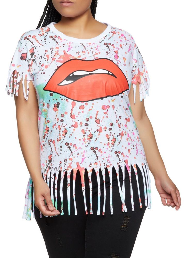 Lip Graphic Paint T-Shirt Size: 3X