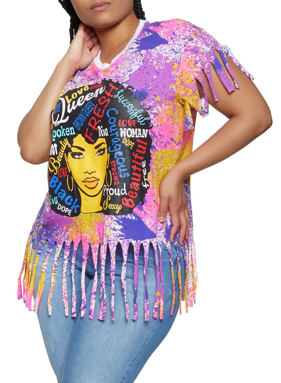 Afro Girl Graphic Print  T-Shirt|Size: 2XL