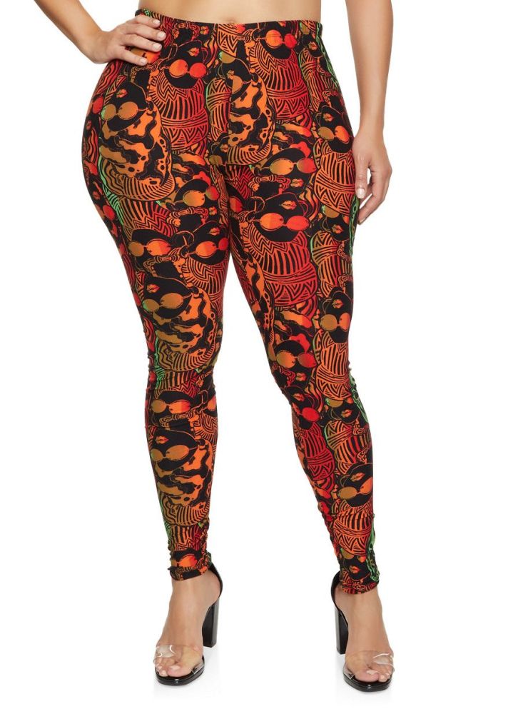 High Waisted Printed Stretch Leggings|Size: 2XL