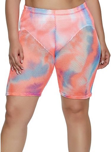 Fishnet Tie Dye Biker Shorts|Size: 2XL