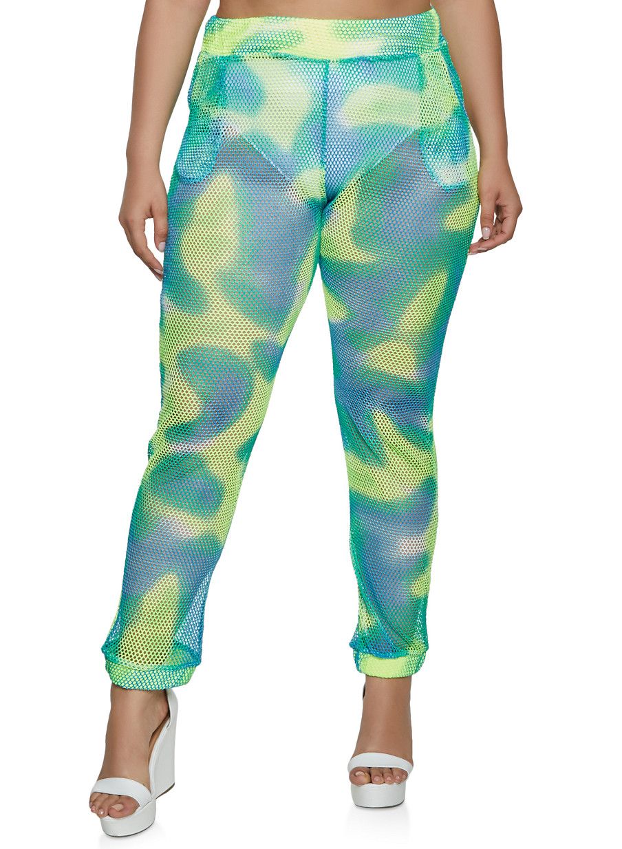 Lime Tie Dye Fishnet Jogger|Size: 2XL