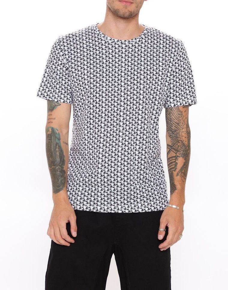 Printed Crew Neck Short Sleeve T-Shirt|Size: M