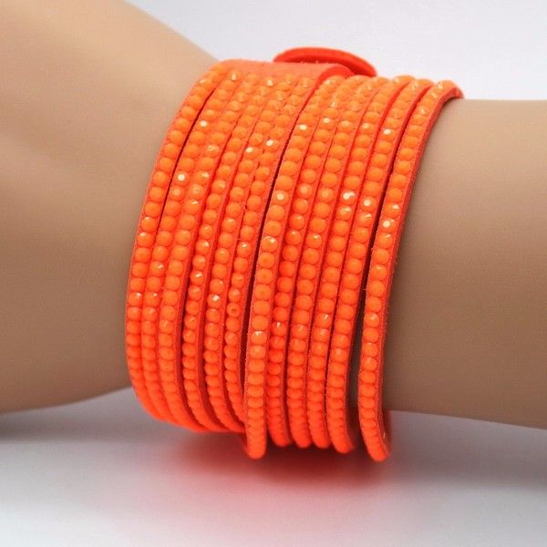 Orange Punk Style Multilayer Leather Bracelets/Choker