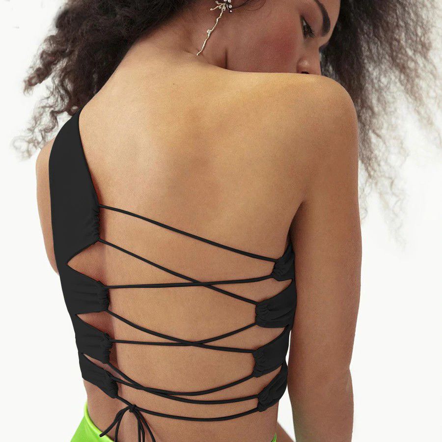 Black Sexy Hollow Backless Tank Top|Size: (S)