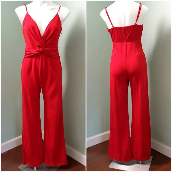 Red Twisted  Front Jumpsuit|Size: S 