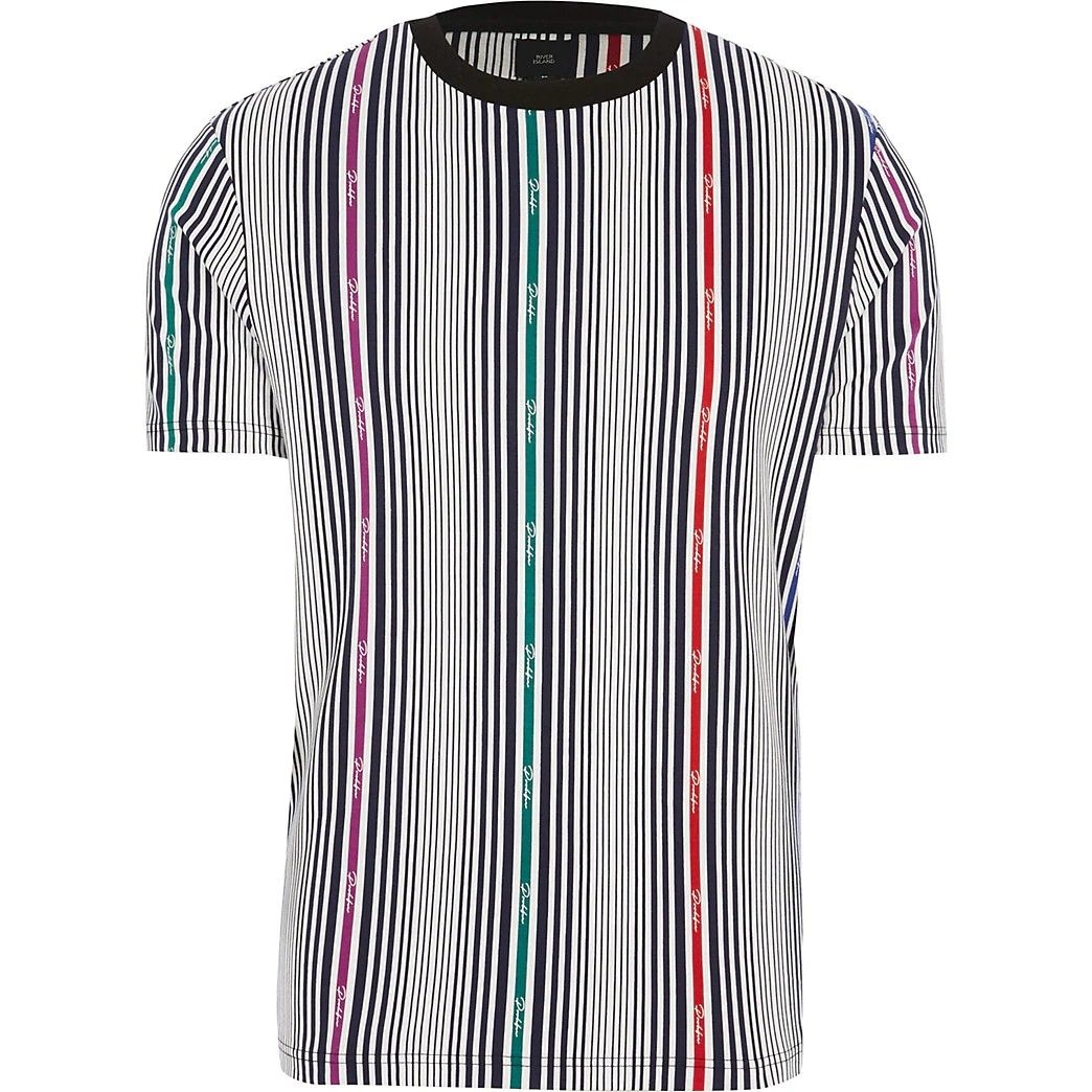 Big & Tall White Stripe T-shirt Size: 5XL