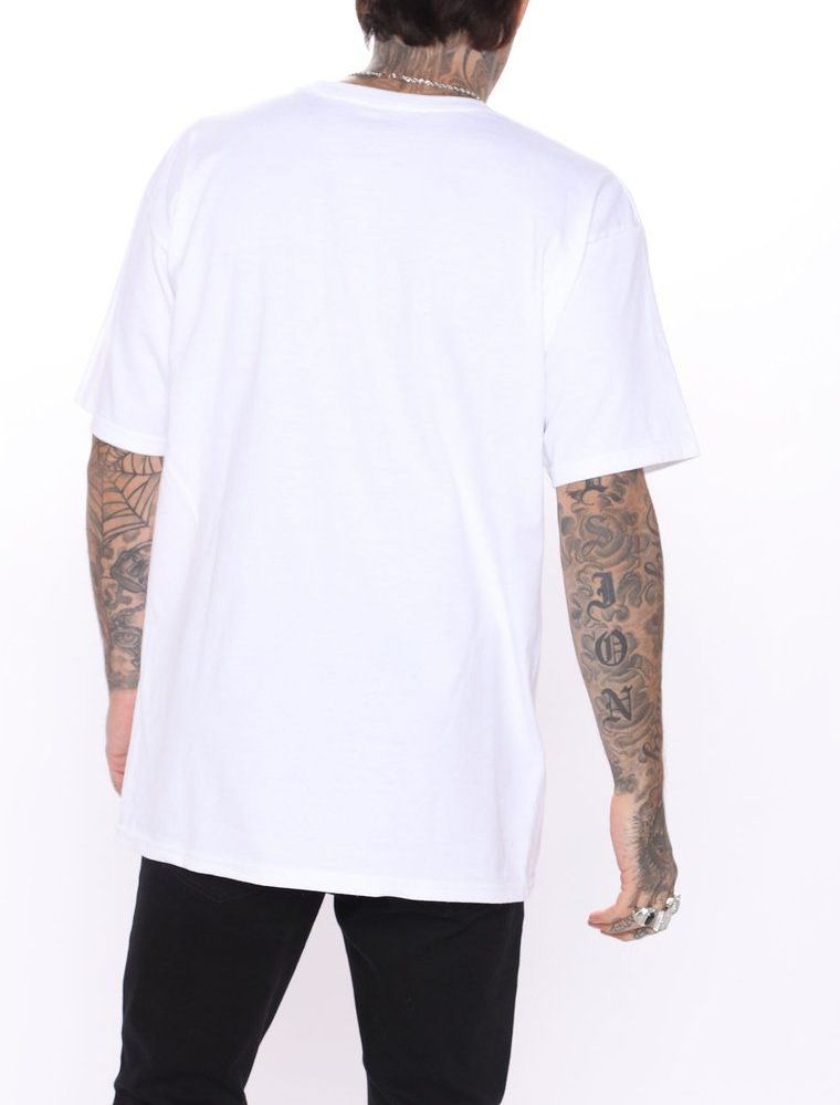 White Crew Neck Short Sleeve Printed T-Shirt|Size: XL