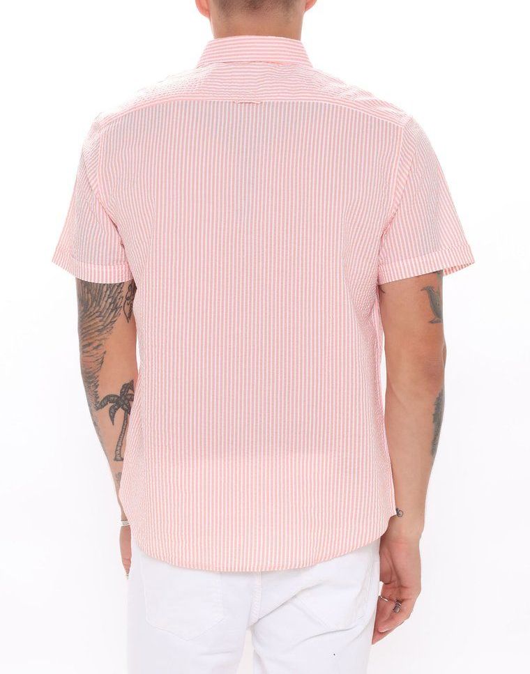 Stripe Short Sleeve Woven Shirt|Size: XL