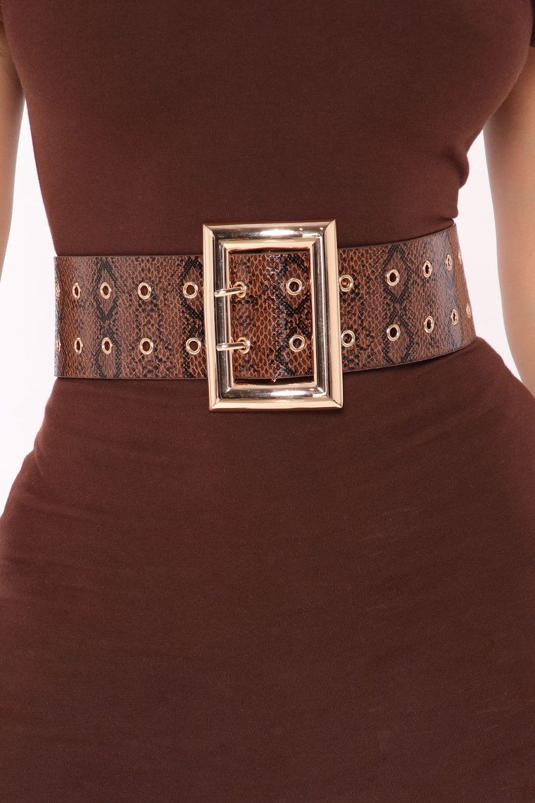 Snakeskin Print Wide Square Buckle Belt|Size: OS