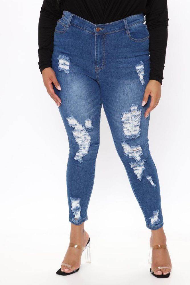 #K005 Blue Wash Mid Rise Skinny Jeans Size: 2XL