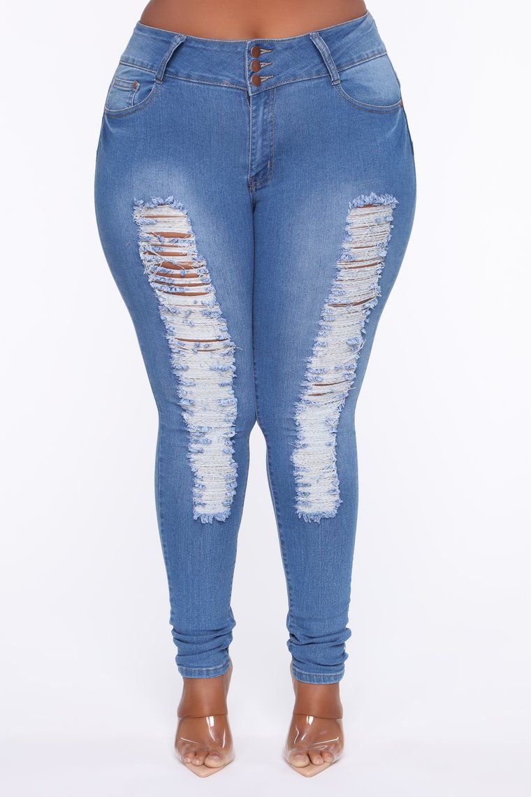Distressed Detail Skinny Jeans|Size: 3X 
