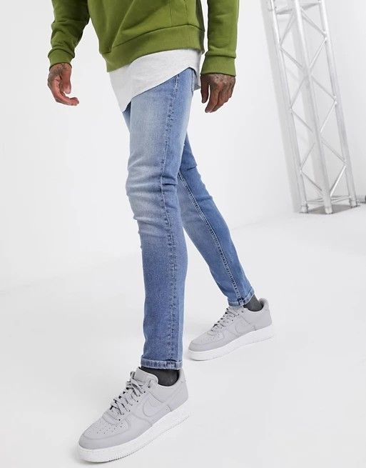 Skinny Fit Mid Wash Jeans|Size: W34 L32