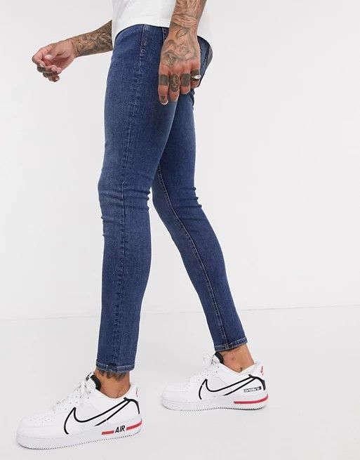 Super-Skinny Fit Mid-Blue Wash Jeans Size: W36 L32