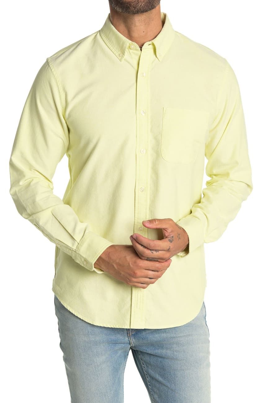 Long Sleeve Oxford Dress Shirt|Size: L