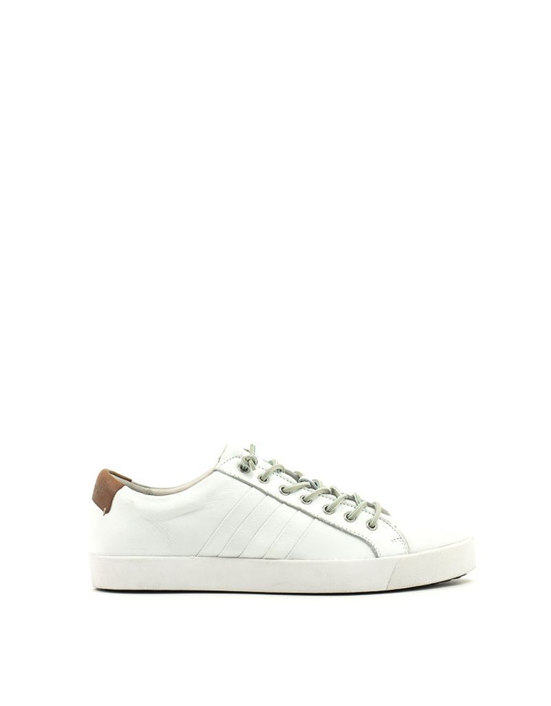 White Leather Low Top Sneaker|Size: 47
