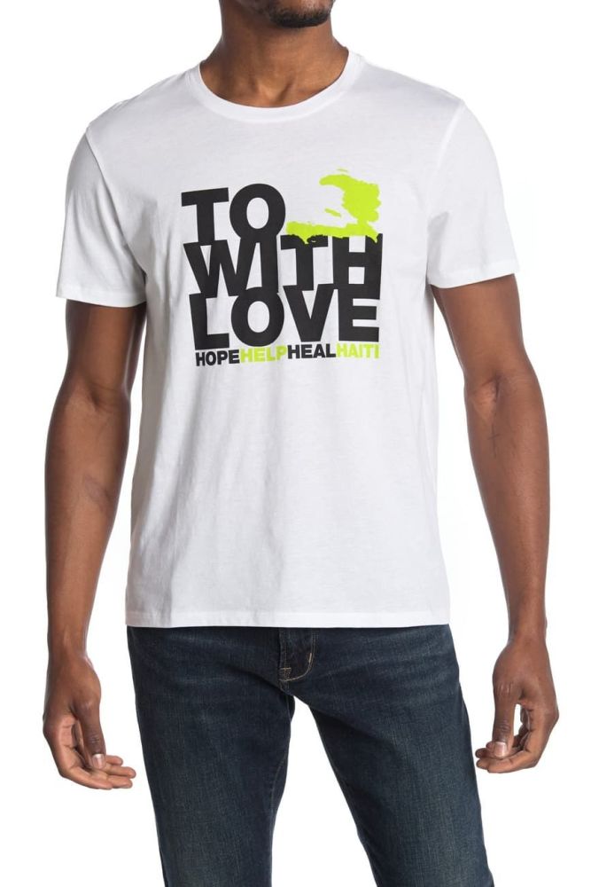 Graphic Print White T-Shirt|Size: L