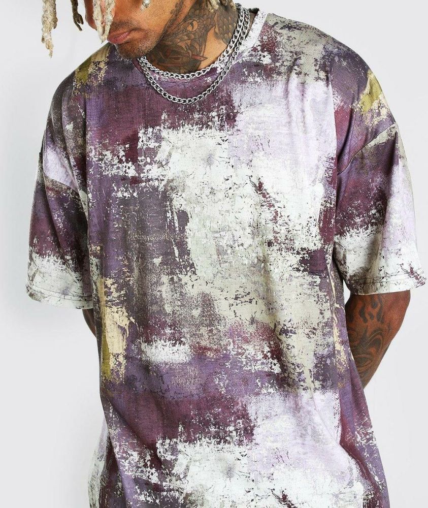 Oversized Camo Print T-Shirt|Size: M